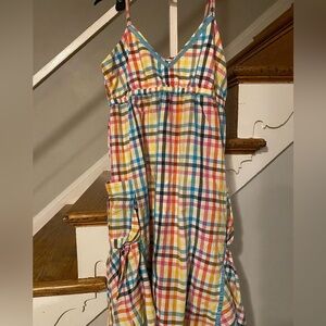 Rare Vintage FLOWERS Dress Colorful plaid with pockets Size Medium